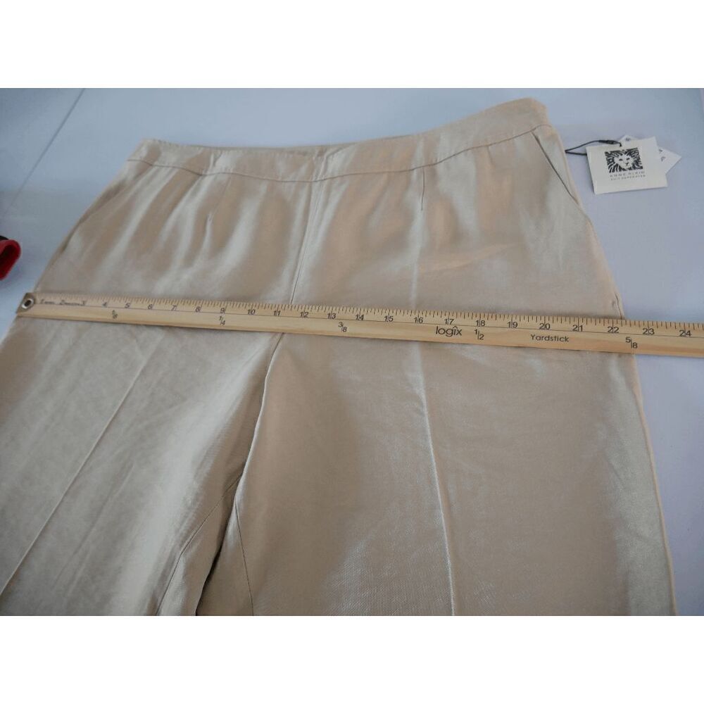 Anne Klein Women's Light Coffee Shimmer Twill Side Zip Pants 14 - Picture 4 of 9